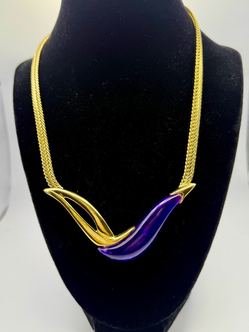 Park Lane Gold-Tone Necklace with Purple Enamel V Pendant